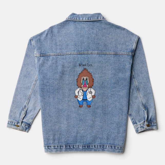 Illustration des Cartoon eines Funny mandrill Jeansjacke (Rückseite)