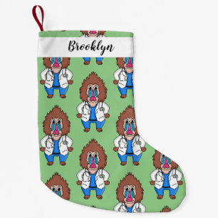 Illustration des Cartoon eines Funny mandrill Kleiner Weihnachtsstrumpf
