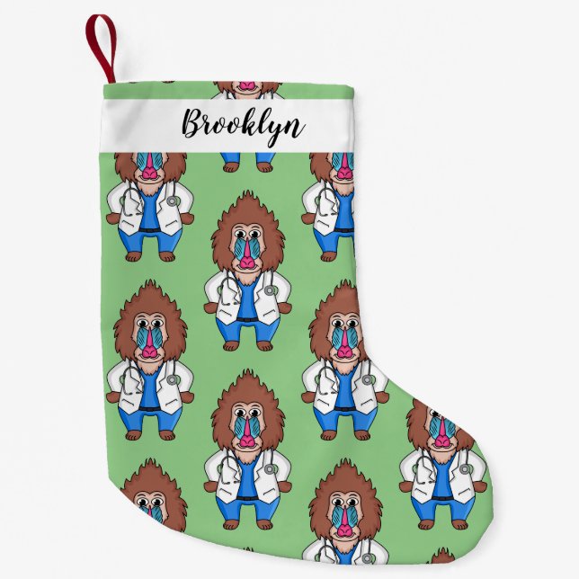 Illustration des Cartoon eines Funny mandrill Kleiner Weihnachtsstrumpf (Vorderseite)
