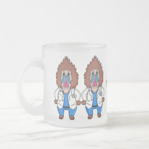 Illustration des Cartoon eines Funny mandrill Mattglastasse