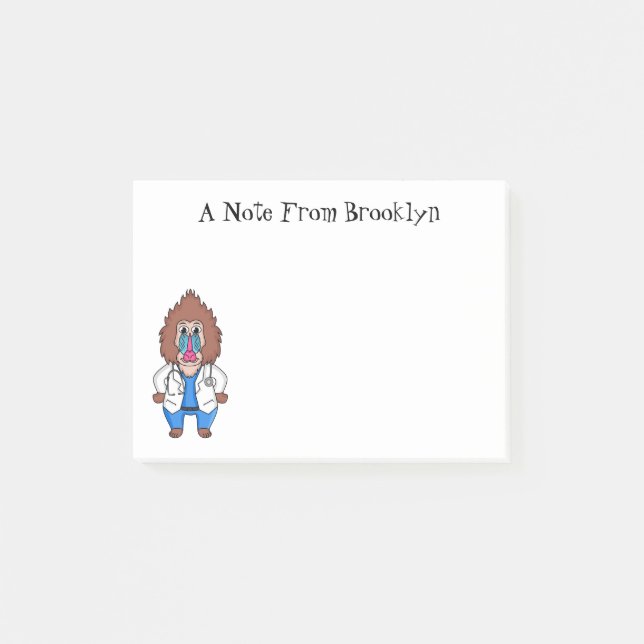 Illustration des Cartoon eines Funny mandrill Post-it Klebezettel (Vorderseite)