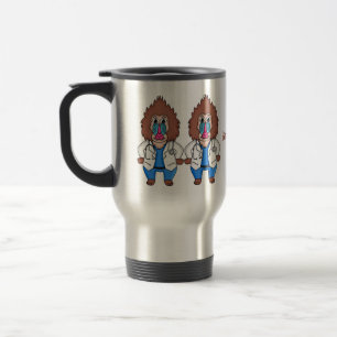 Illustration des Cartoon eines Funny mandrill Reisebecher