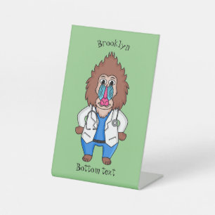 Illustration des Cartoon eines Funny mandrill Sockelschild