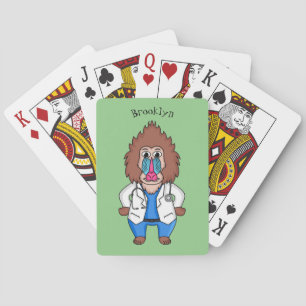 Illustration des Cartoon eines Funny mandrill Spielkarten