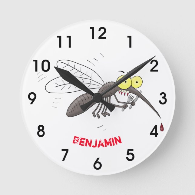 Illustration des Cartoon von Moskitos Runde Wanduhr (Vorderseite)