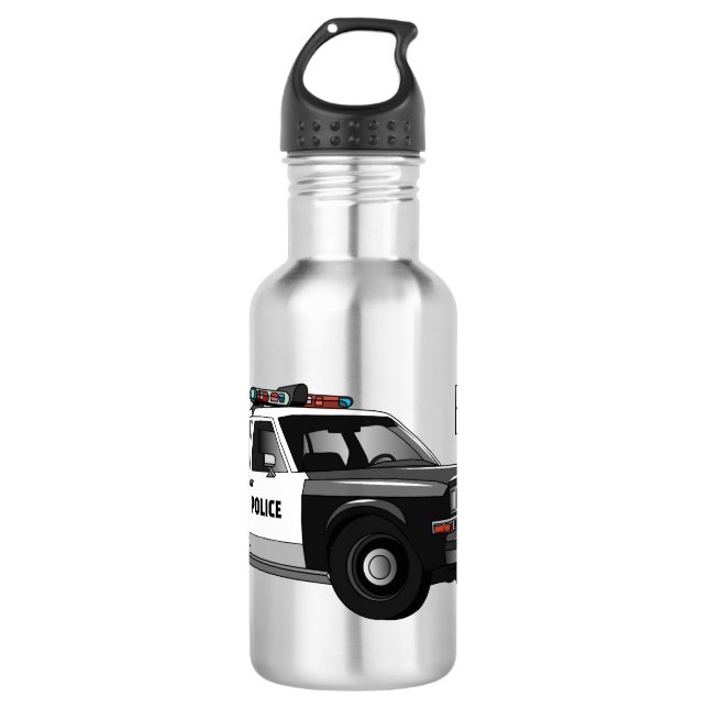 Illustration des Cartoon von Polizeiwagen Edelstahlflasche (Vorderseite)