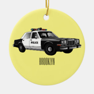 Illustration des Cartoon von Polizeiwagen Keramik Ornament