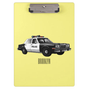 Illustration des Cartoon von Polizeiwagen Klemmbrett