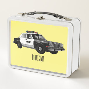 Illustration des Cartoon von Polizeiwagen Metall Brotdose