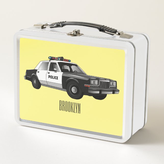 Illustration des Cartoon von Polizeiwagen Metall Brotdose (Vorderseite)