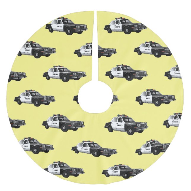 Illustration des Cartoon von Polizeiwagen Polyester Weihnachtsbaumdecke (Vorderseite)