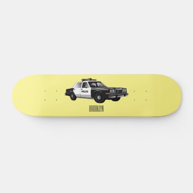 Illustration des Cartoon von Polizeiwagen Skateboard (Horizontal)