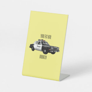 Illustration des Cartoon von Polizeiwagen Sockelschild