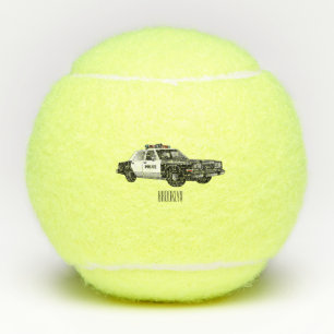 Illustration des Cartoon von Polizeiwagen Tennisbälle