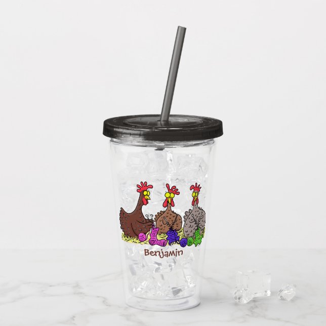 Illustration des Cartoon von Strickhühnern Acryltrinkbecher (Rückseite Ice)