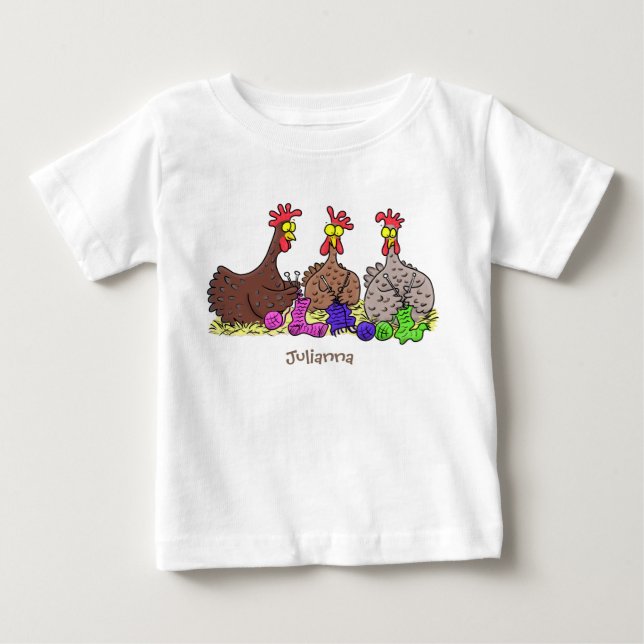Illustration des Cartoon von Strickhühnern Baby T-shirt (Vorderseite)
