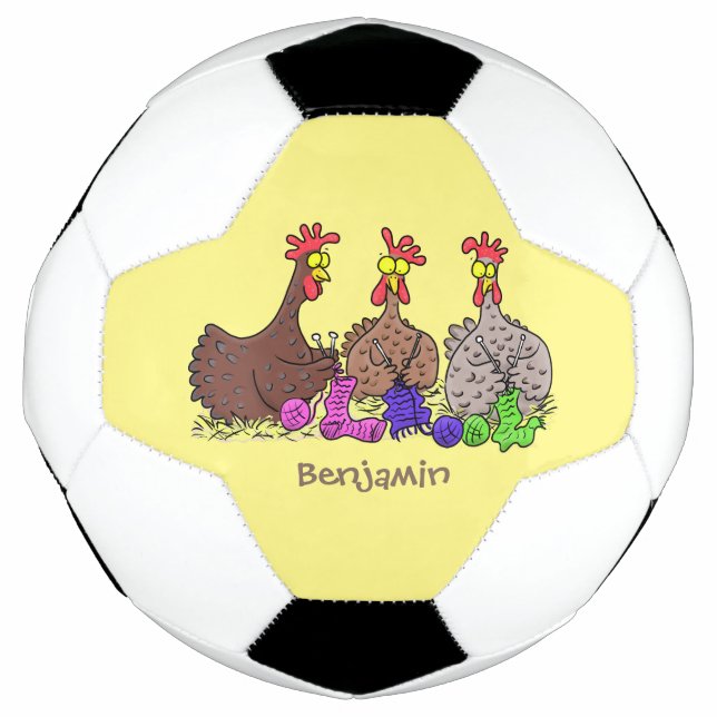 Illustration des Cartoon von Strickhühnern Fußball (Vorderseite)