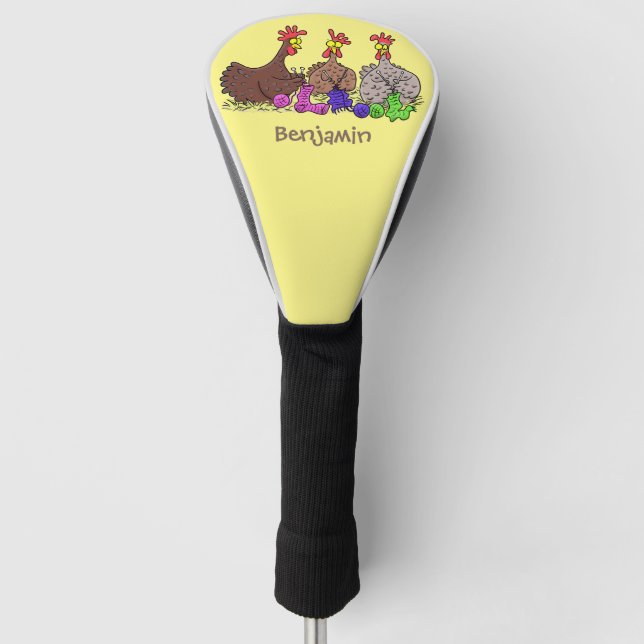 Illustration des Cartoon von Strickhühnern Golf Headcover (Vorderseite)