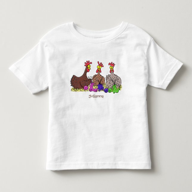 Illustration des Cartoon von Strickhühnern Kleinkind T-shirt (Vorderseite)