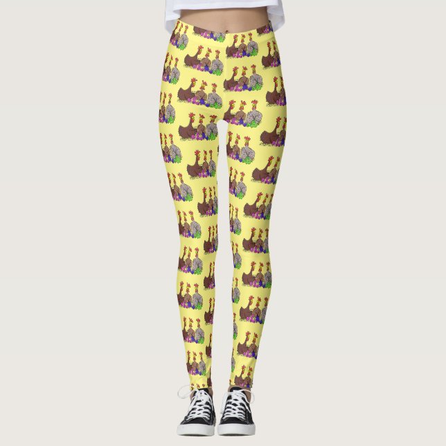 Illustration des Cartoon von Strickhühnern Leggings (Vorderseite)
