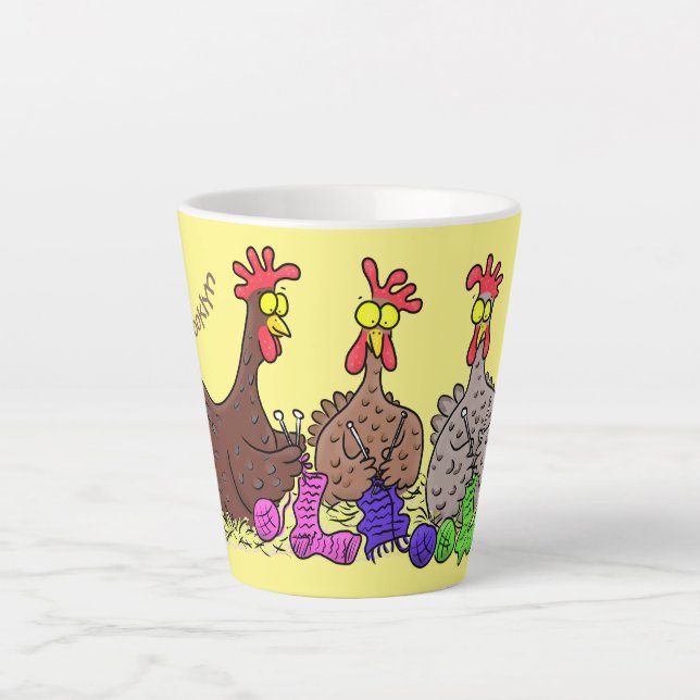 Illustration des Cartoon von Strickhühnern Milchtasse (Vorderseite)