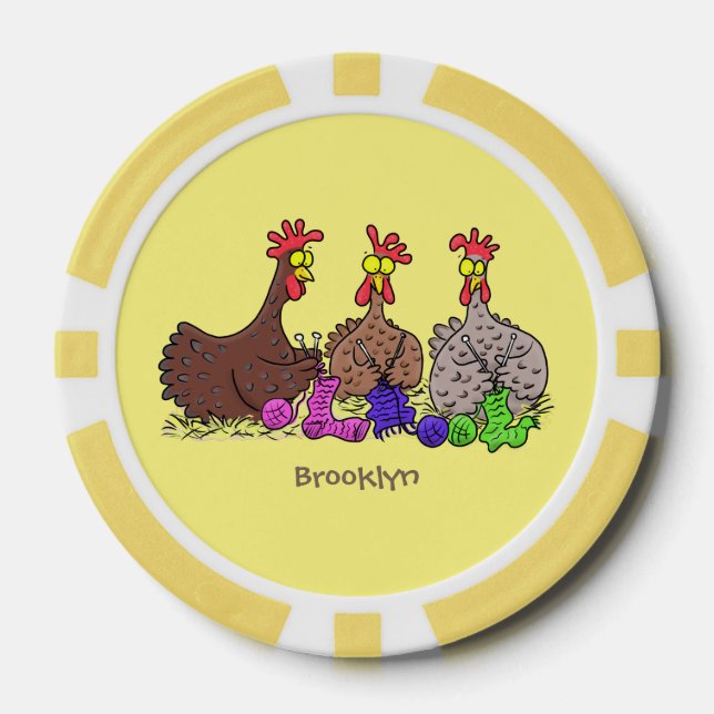 Illustration des Cartoon von Strickhühnern Pokerchips (Vorderseite)