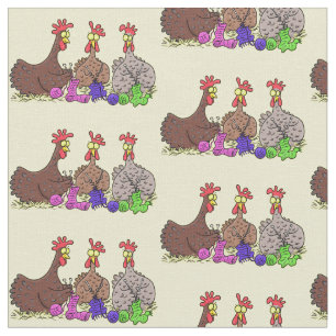 Illustration des Cartoon von Strickhühnern Stoff