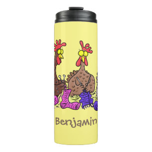 Illustration des Cartoon von Strickhühnern Thermosbecher
