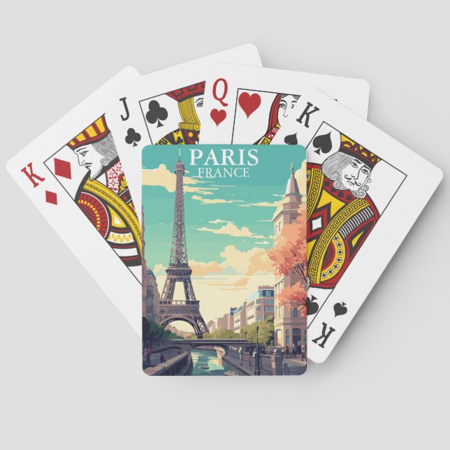 Illustration des Eiffelturms in Paris, Frankreich Spielkarten (Rückseite)