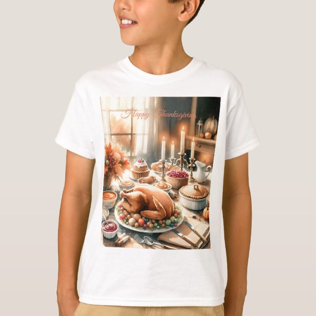 Illustration des Erntedanks Wasserfarbe T-Shirt (Vorderseite)