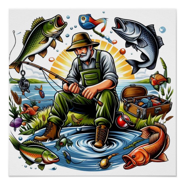 Illustration des Fischlebens Poster (Vorderseite)