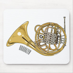 Illustration des französischen Horns von Cartoon Mousepad