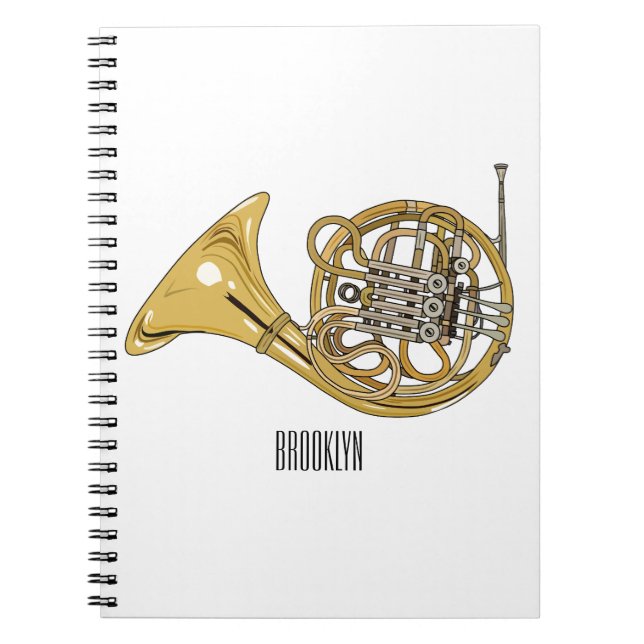 Illustration des französischen Horns von Cartoon Notizblock (Vorderseite)