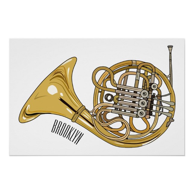 Illustration des französischen Horns von Cartoon Poster (Vorderseite)