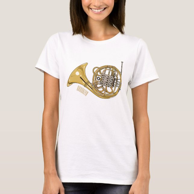 Illustration des französischen Horns von Cartoon T-Shirt (Vorderseite)