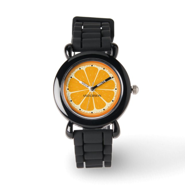 Illustration des frischen Orangensafts von Zitrone Armbanduhr (Vorderseite)