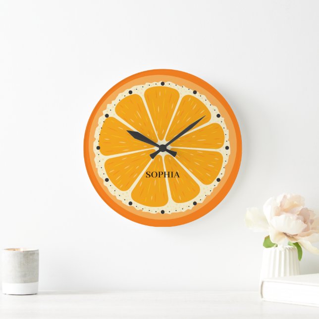 Illustration des frischen Orangensafts von Zitrone Große Wanduhr (Zuhause)