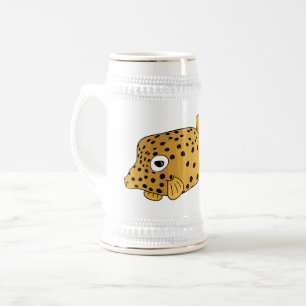 Illustration des Gelben Boxfischs-Cartoon Bierglas