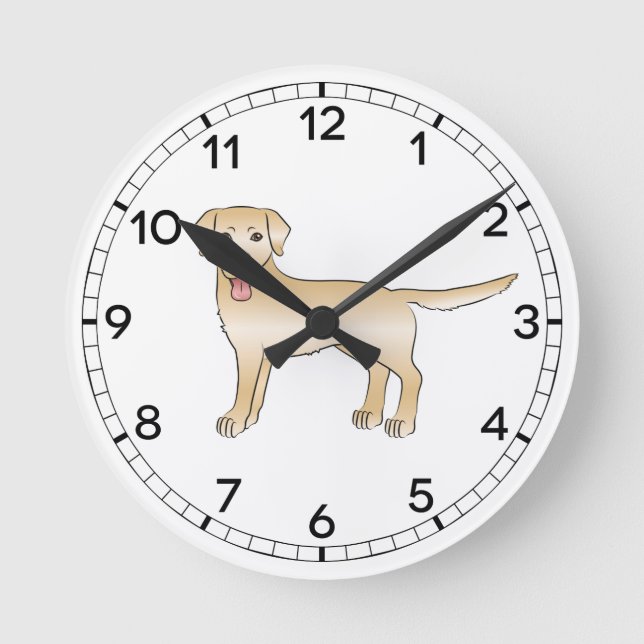 Illustration des Gelben Labradors Retriever Cartoo Runde Wanduhr (Vorderseite)