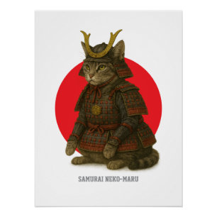 Illustration des gepanzerten Katzenkriegers Poster