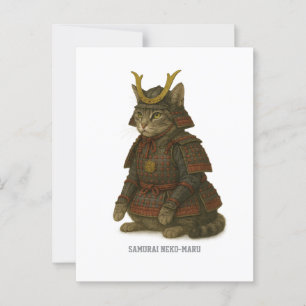 Illustration des gepanzerten Katzenkriegers Postkarte