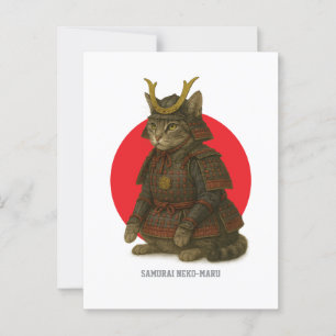 Illustration des gepanzerten Katzenkriegers Postkarte