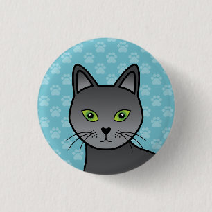 Illustration des Gesichts einer Russisch Blau Katz Button