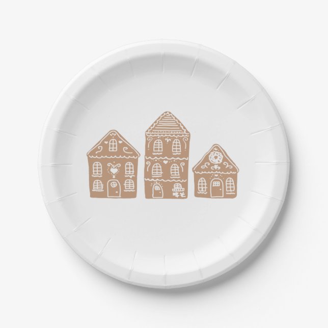 Illustration des Gingerbread House Village Pappteller (Vorderseite)