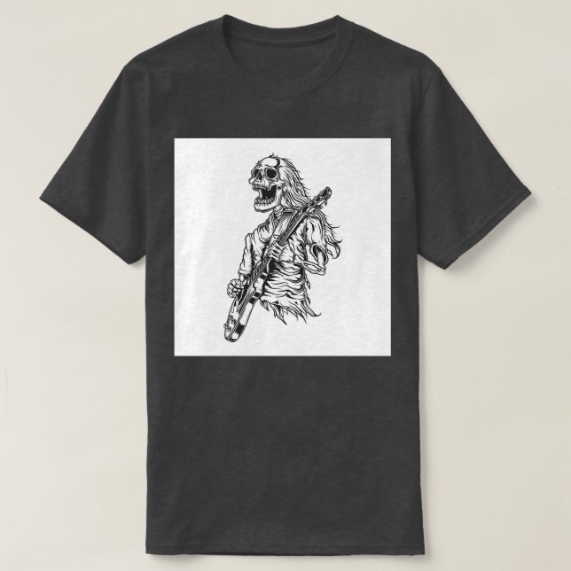 Illustration des Gitarrenspielskeletts T-Shirt (Design vorne)