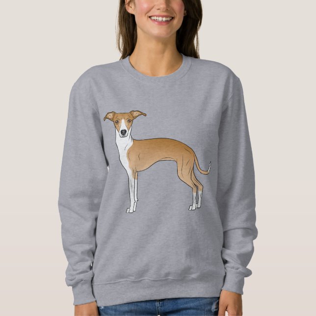 Illustration des Grauhundes von Vater und Weiß Sweatshirt (Vorderseite)