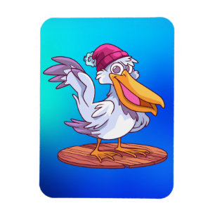 Illustration des handgezeichneten Pelikan-Cartoon  Magnet