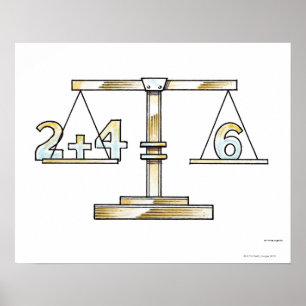 Illustration des Hinzufügens von Zahlen auf Skale Poster