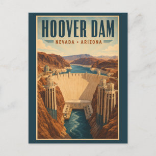 Illustration des Hoover-Staudamm-Kraftwerks Reise Postkarte