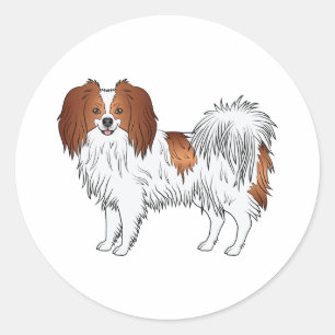 Illustration des Hundes in Rot und Weiß Runder Aufkleber